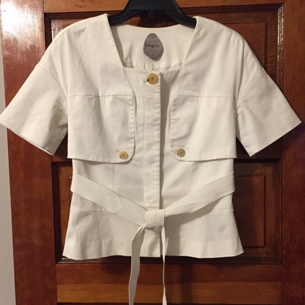 Ports 1961 Ivory Cropped Jacket Size 0